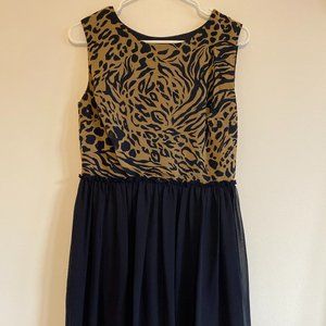 Size 10 Navy Cheetah Chiffon Dress